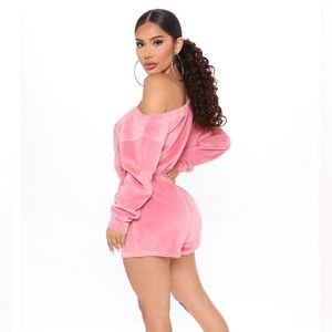 NEW Fashion Nova Pink Velvet Romper